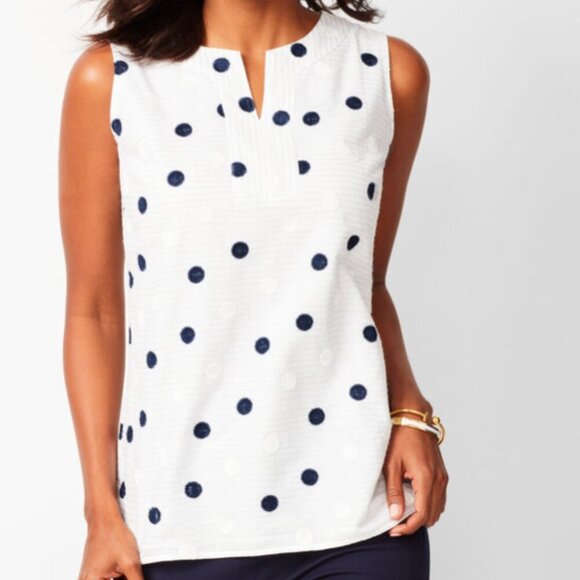New Talbots Polka Dots Sleeveless Top /  Size 1X / 70% Off - Picture 1 of 12